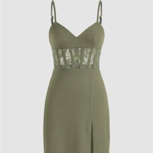 Matcha green dress with slit up the left leg